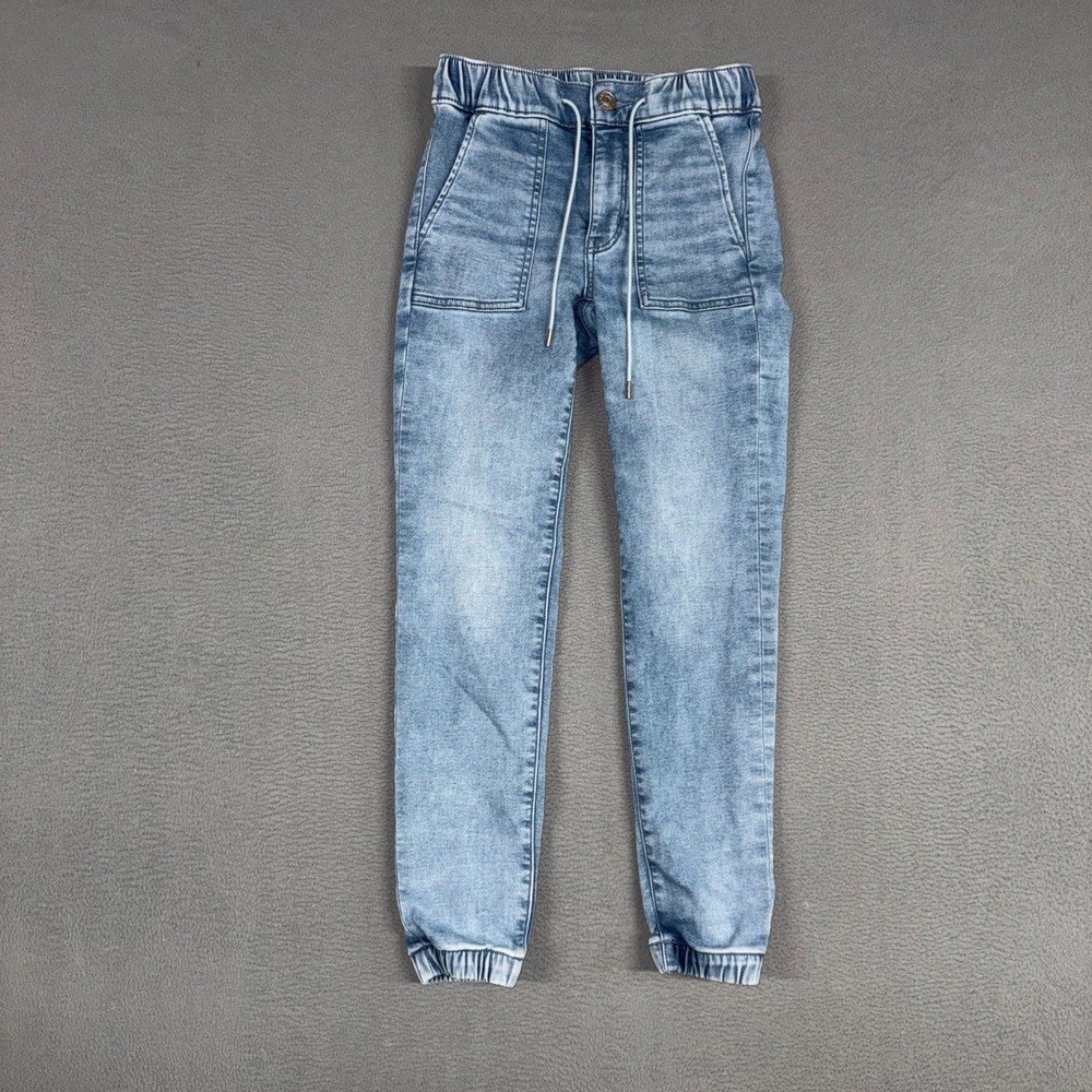 American Eagle Joggers Womens 00 Short Blue Next Level Stretch Denim Drawstring